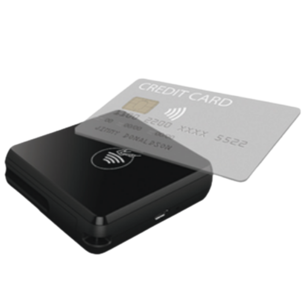 Small contactless tap reader for taking chip and mobile wallet payments