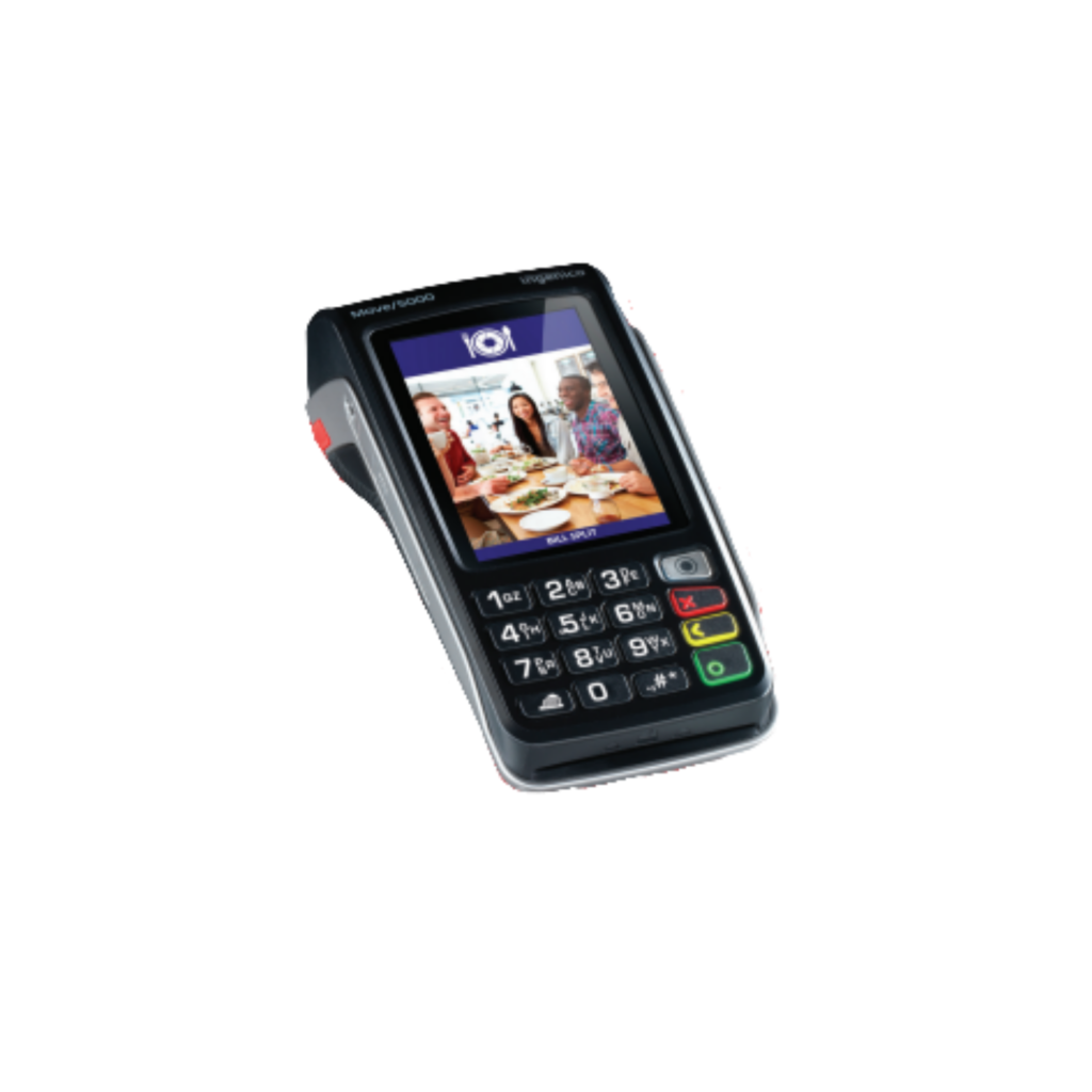Wireless handheld payment terminal with a color touchscreen and built-in card reader
